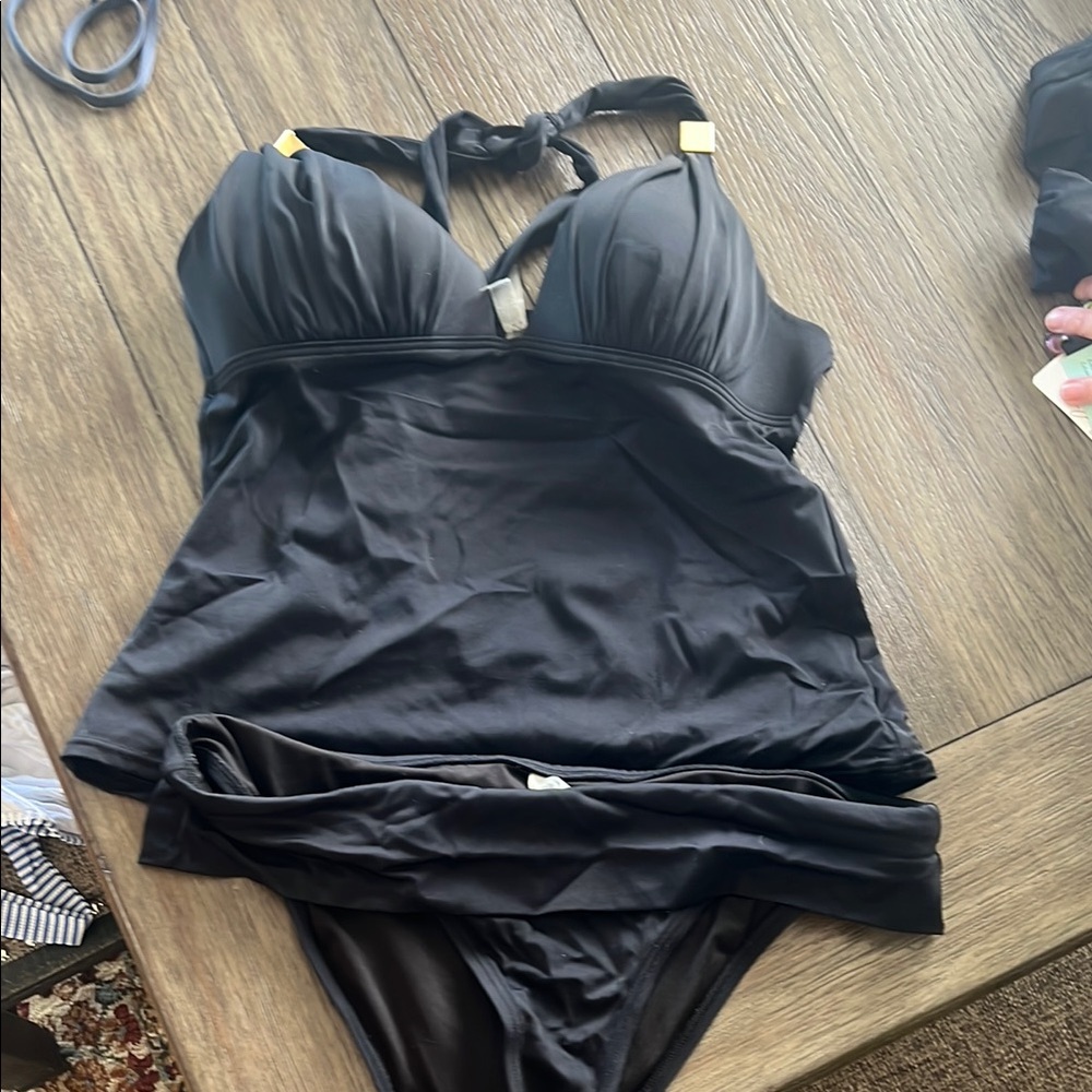 Black Halter Tankini Swimsuit